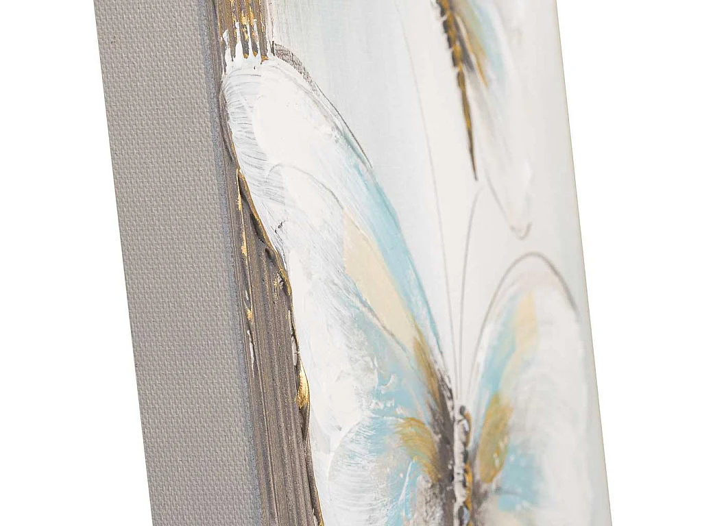 Quadro dipinto a mano con rilievo bianco 40x40x2,5h