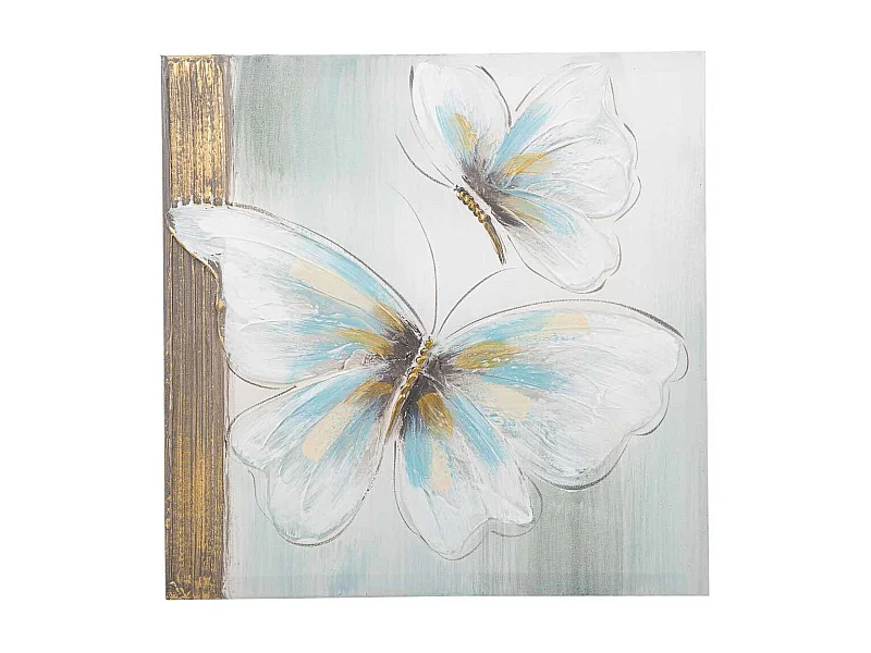 Quadro dipinto a mano con rilievo bianco 40x40x2,5h