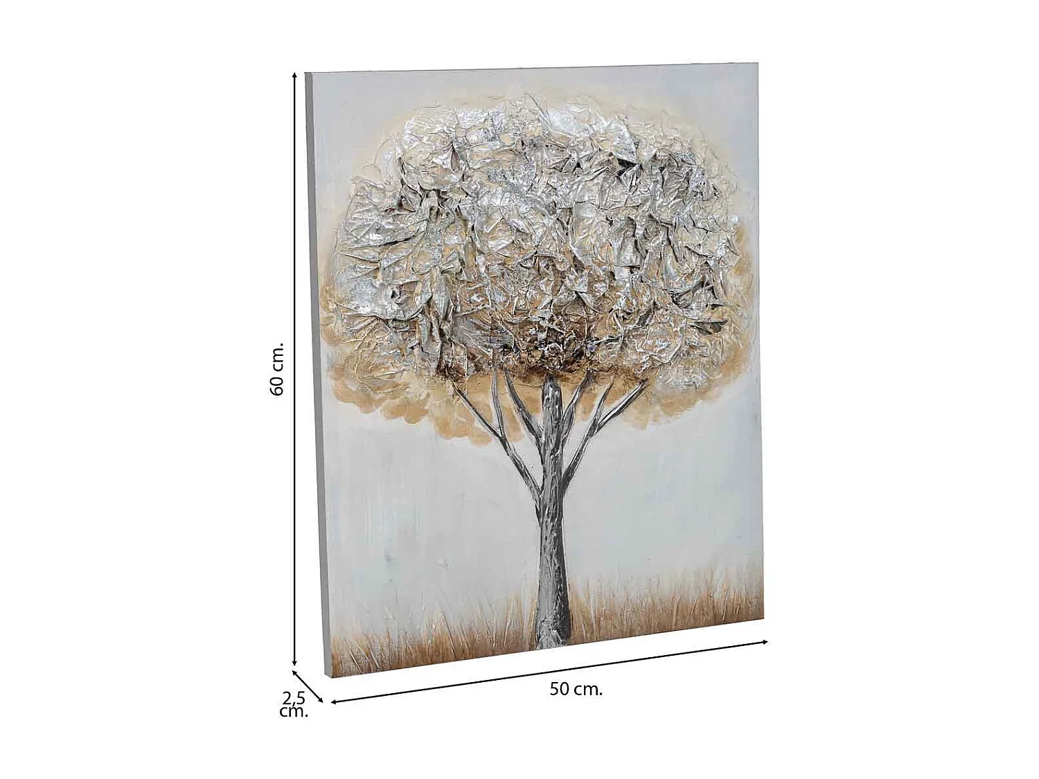 Pintura pintada à mão com relevo cinza 50x60x2,5