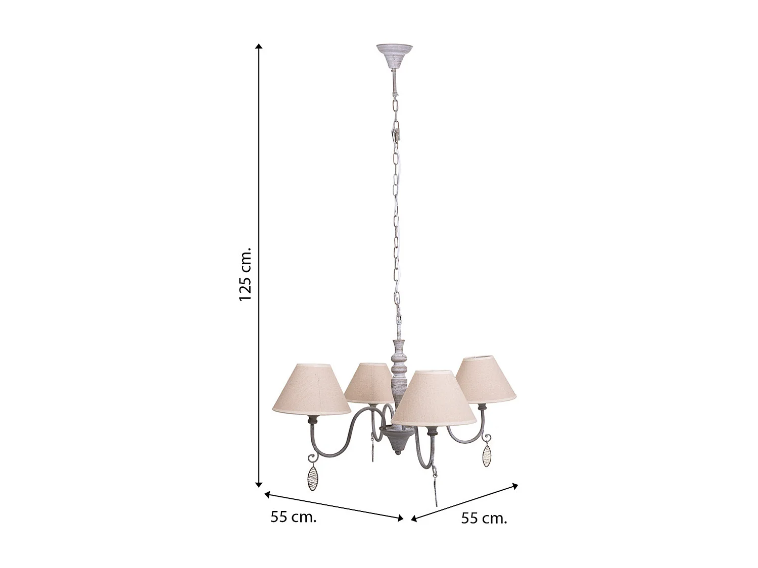 Candeeiro de teto cinza 55x55x125