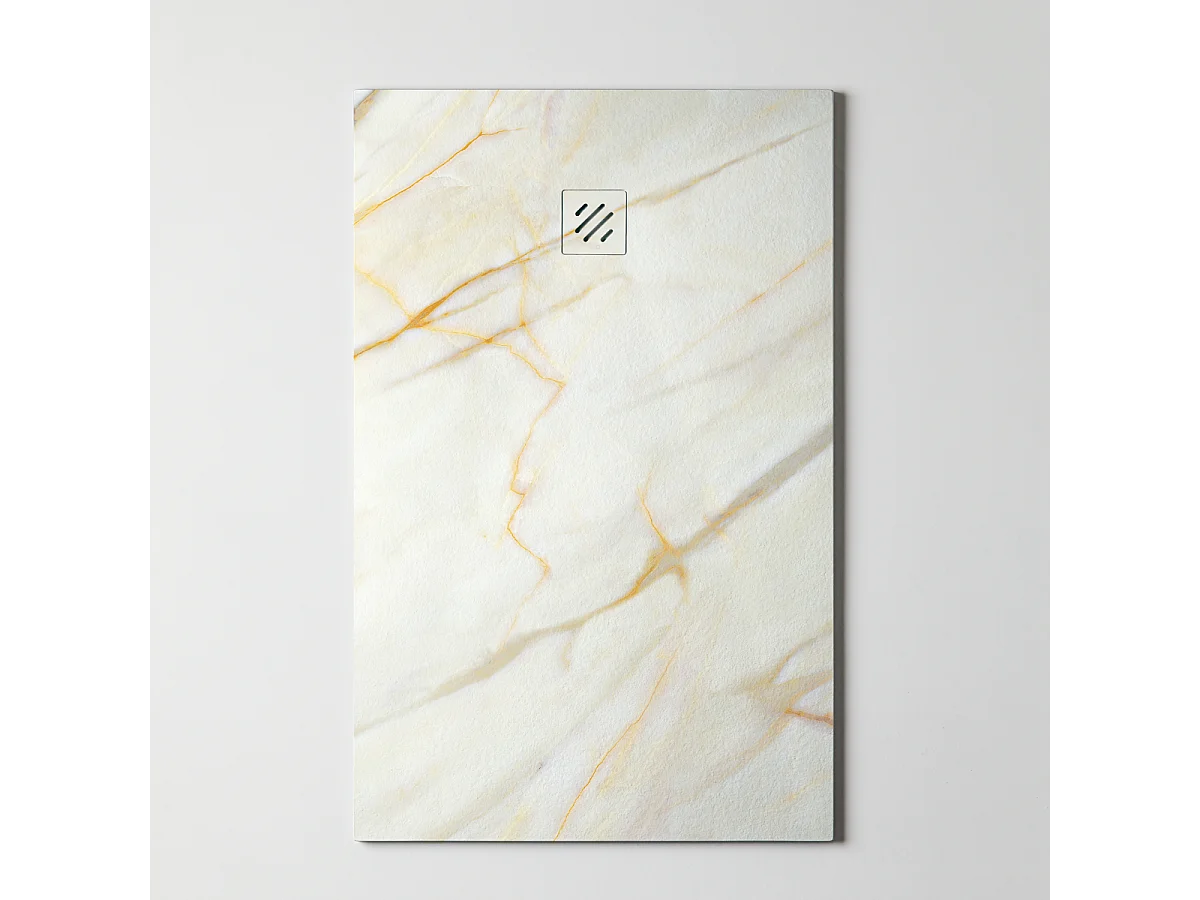 Receveur de Douche Extraplat  100x160cm Impression Calacata Gold - Résine Minérale - Antidérapant - RÉSIGRÈS