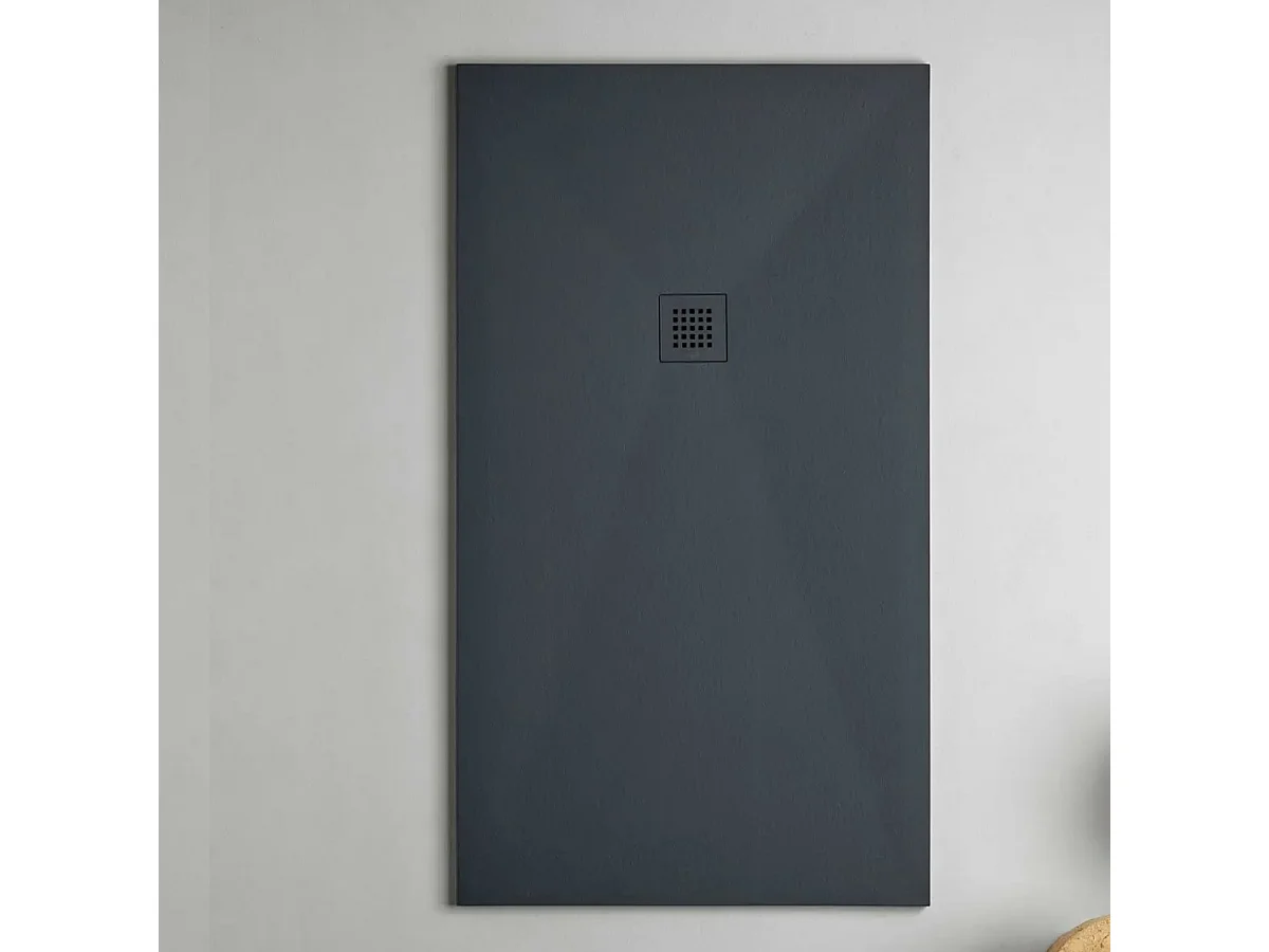Receveur de Douche Extraplat 80x160x2,6cm Graphite en Résine Minérale – Antidérapant, Texture Ardoise - MINIMO RÉSIGRÈS