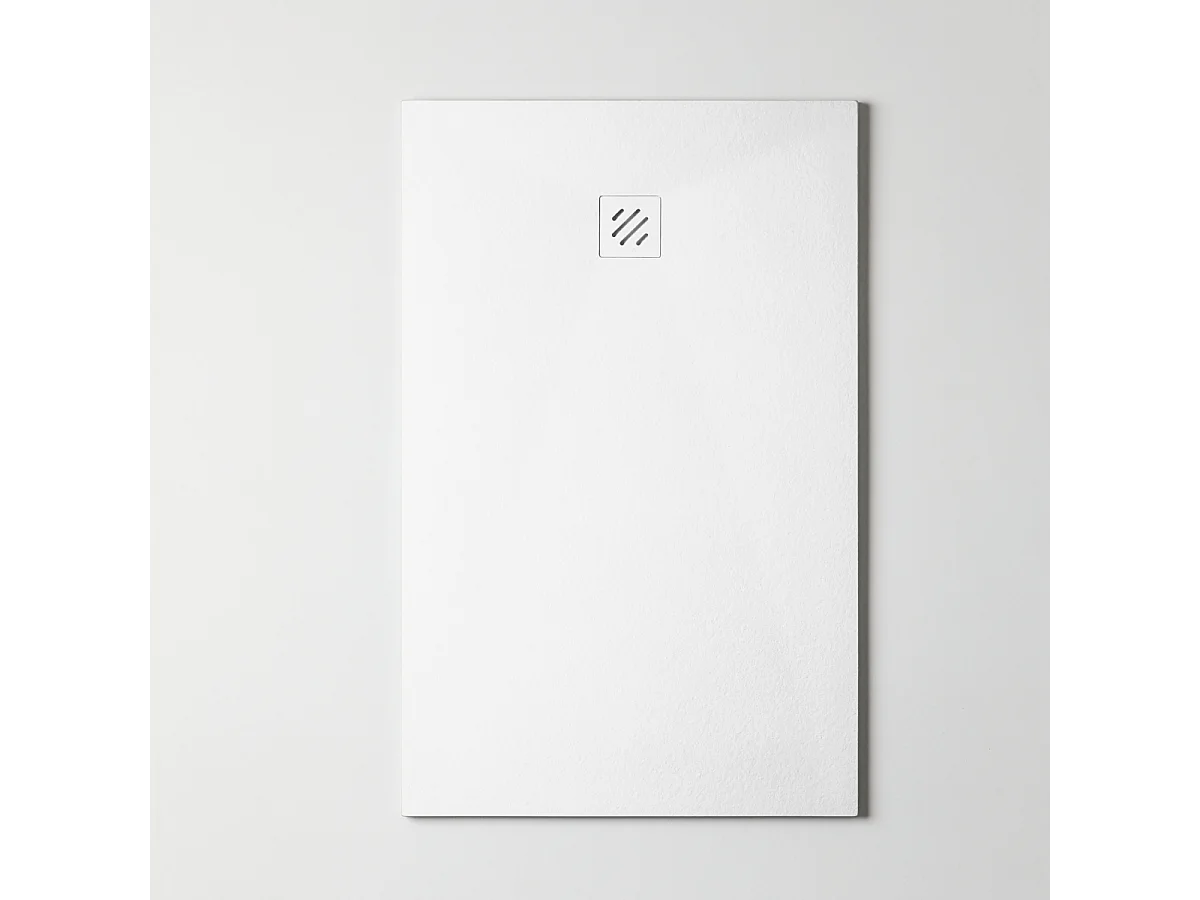 Receveur de Douche Extraplat 100X170cm Blanc - Résine Minérale - Antidérapant - Effet Pierre Naturelle - RÉSIGRÈS.