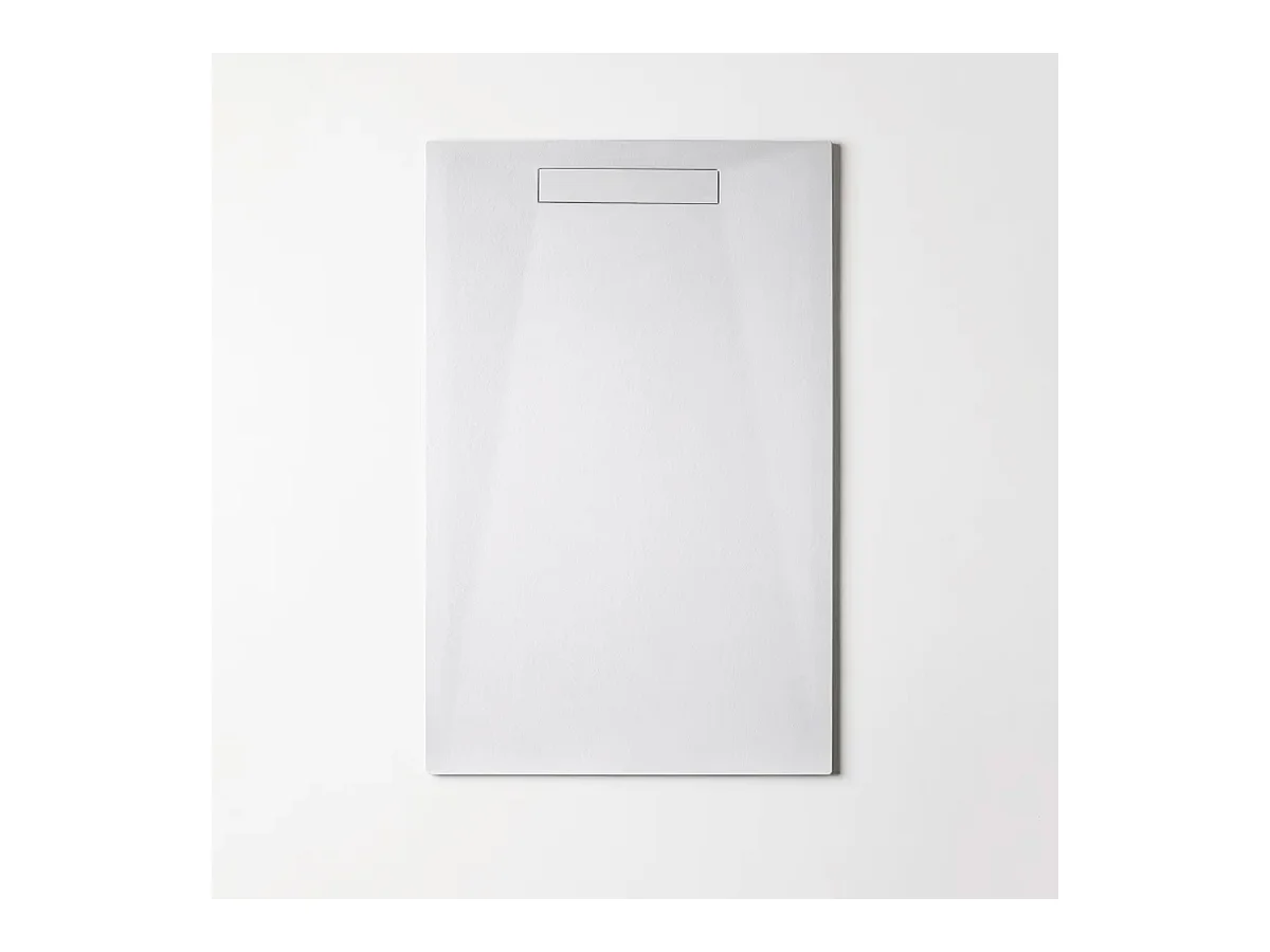 Receveur de Douche Extraplat 100X160x2,8cm Blanc en Résine Minérale – Antidérapant,Texture Ardoise - ADICIONAL RÉSIGRÈS