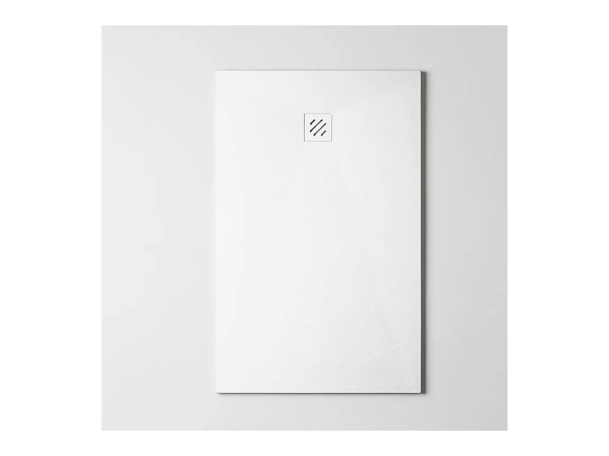 Receveur de Douche Extraplat 100x200x2,6cm Blanc en Résine Minérale – Antidérapant, Texture Ardoise - MINIMO RÉSIGRÈS