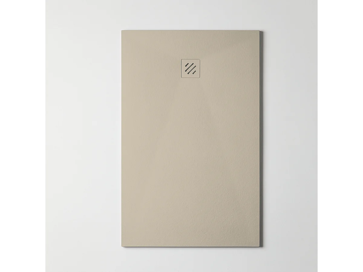 Receveur de Douche Extraplat 90x100cm Beige - Résine Minérale - Antidérapant - Effet Pierre Naturelle - RÉSIGRÈS.