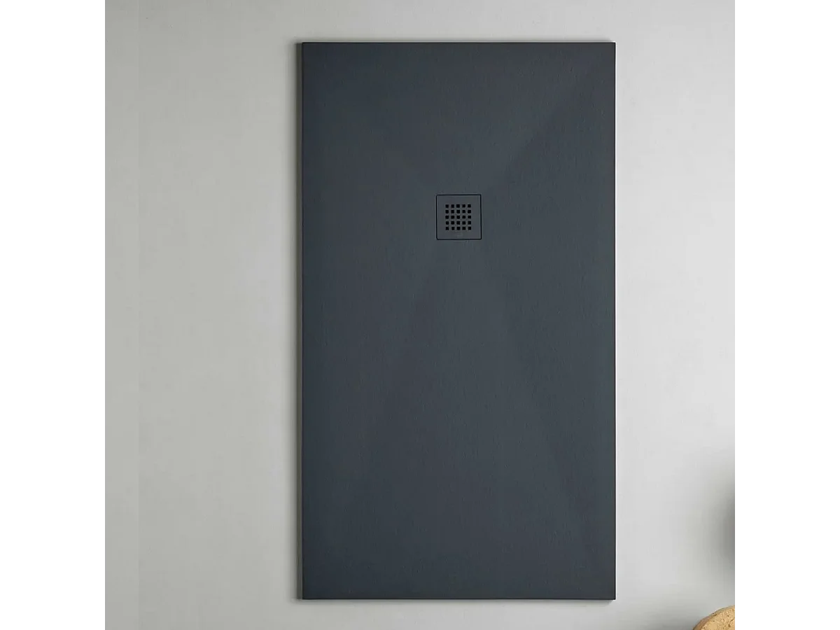 Receveur de Douche Extraplat 70x160cm Graphite - Résine Minérale - Antidérapant - Effet Pierre Naturelle - RÉSIGRÈS.