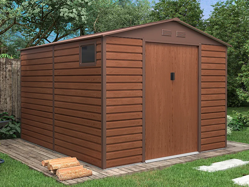 Träeffekt metallbod av galvaniserat stål - 8,94 m² - ADELMO