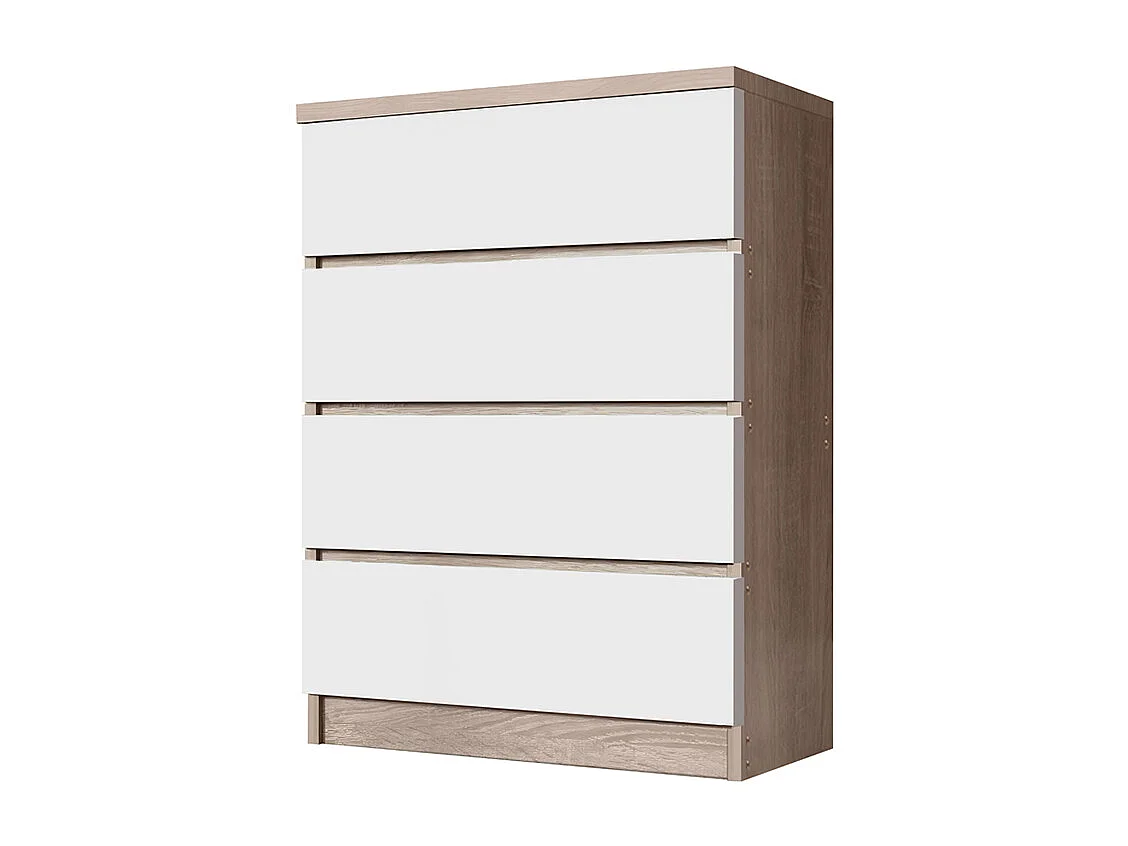 Cómoda Milan 4 gavetas (Carvalho Claro, Branco)