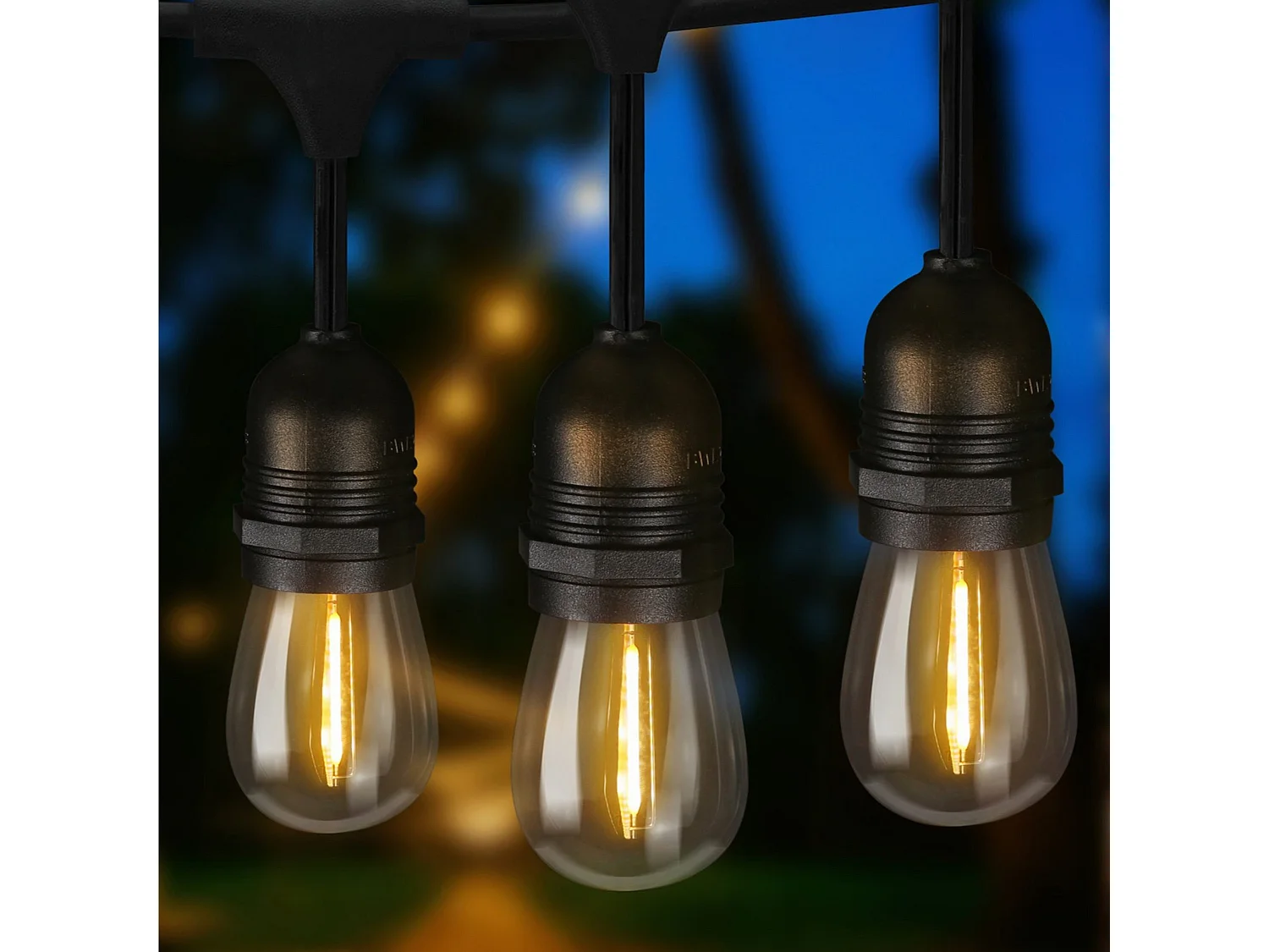 NETTLIFE LED-Lichterkette für den Außenbereich, 15 m, Gartenlicht, IP65, wasserdicht, 16 Glühbirnen