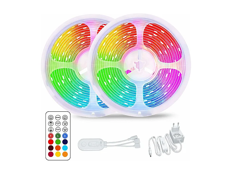 NETTLIFE Bande LED 10m Bande LED RGB autocollante avec télécommande