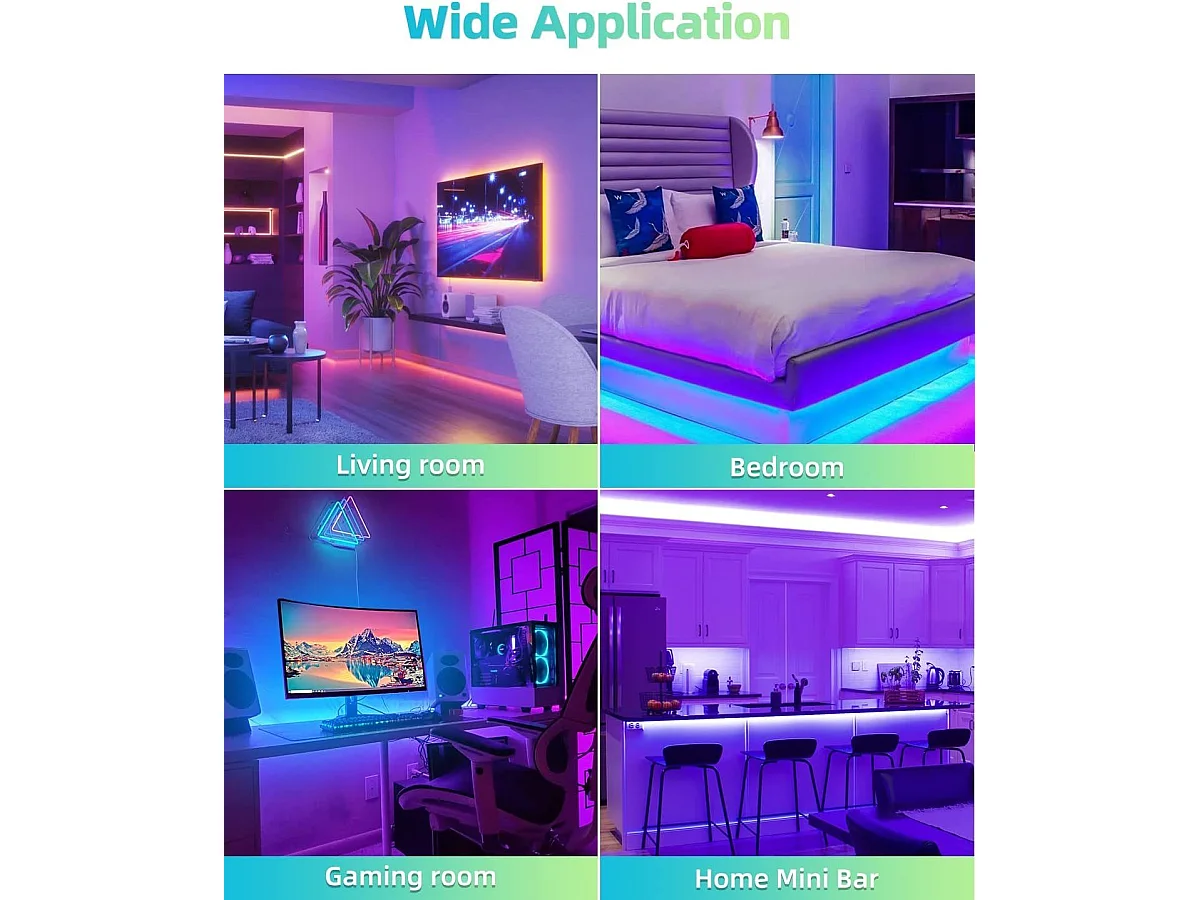 NETTLIFE LED-strip 10m Zelfklevende RGB LED-strip met afstandsbediening