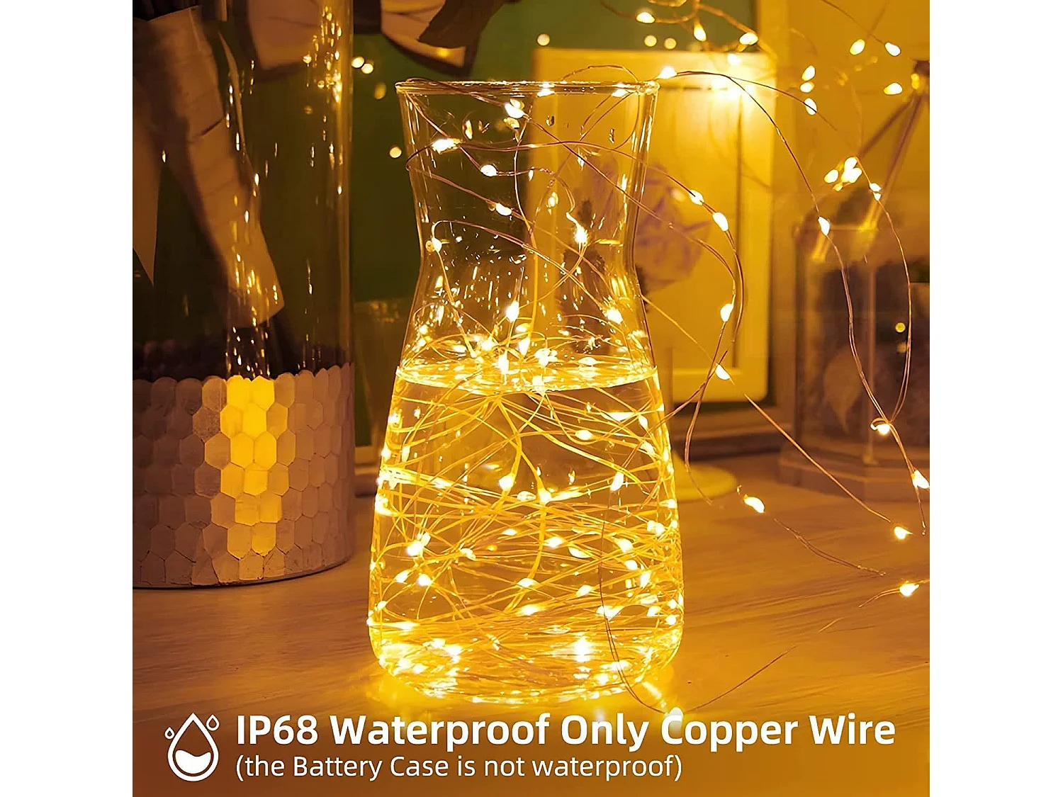 NETTLIFE Guirlande Lumineuse LED Pack de 8 Fil de Cuivre Blanc Chaud 2M avec Chaîne Lumineuse à Batterie