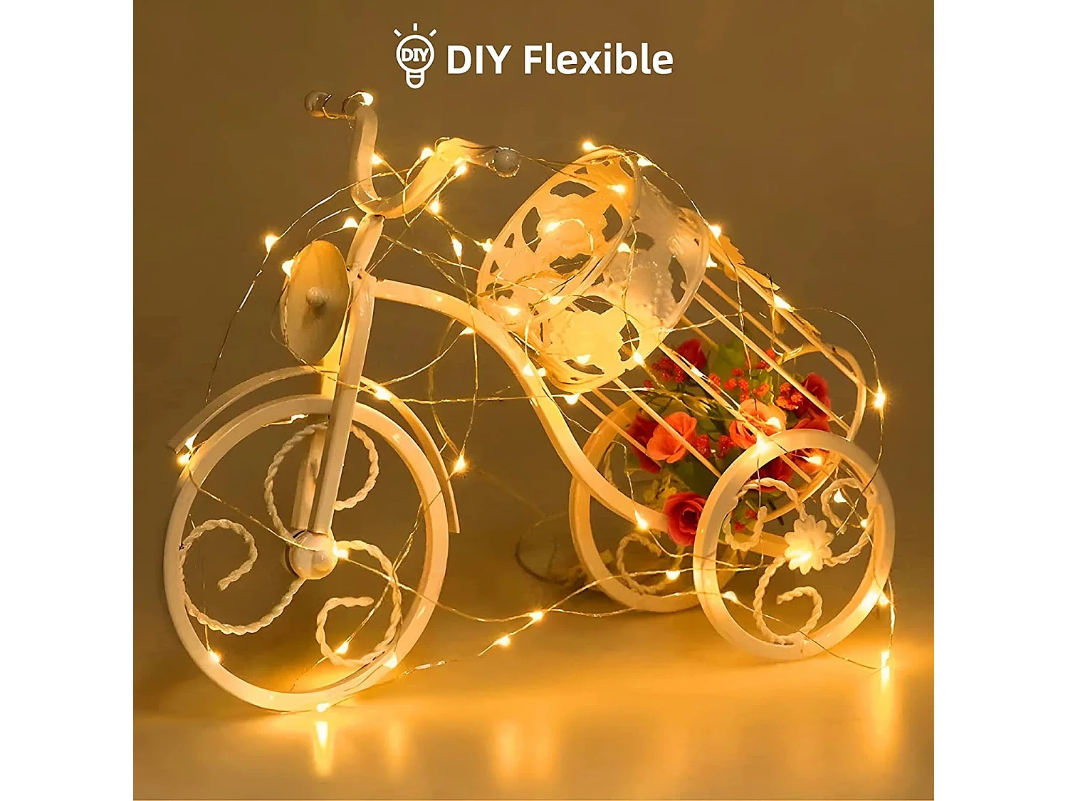 NETTLIFE Guirlande Lumineuse LED Pack de 8 Fil de Cuivre Blanc Chaud 2M avec Chaîne Lumineuse à Batterie