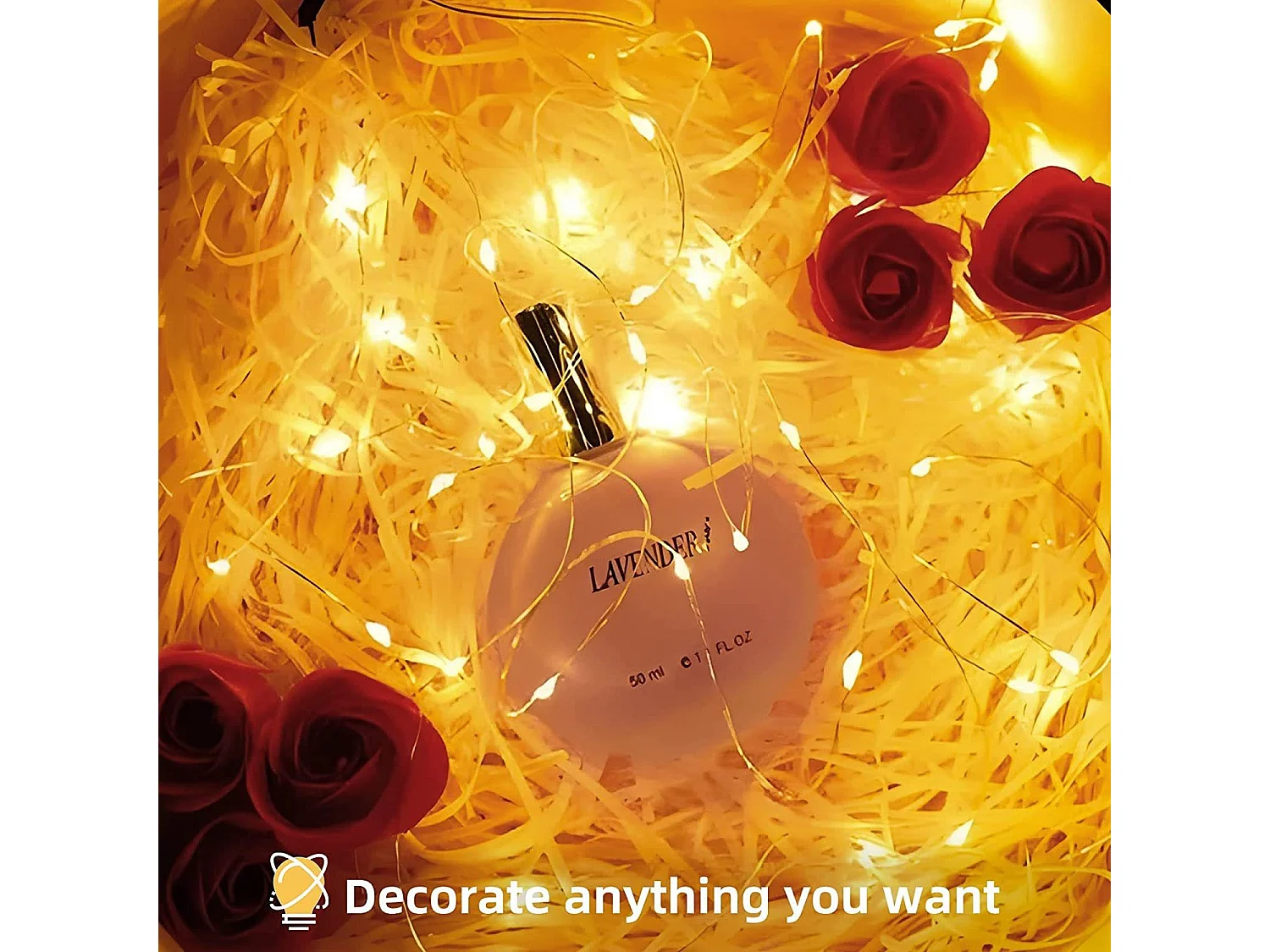 NETTLIFE Guirlande Lumineuse LED Pack de 8 Fil de Cuivre Blanc Chaud 2M avec Chaîne Lumineuse à Batterie