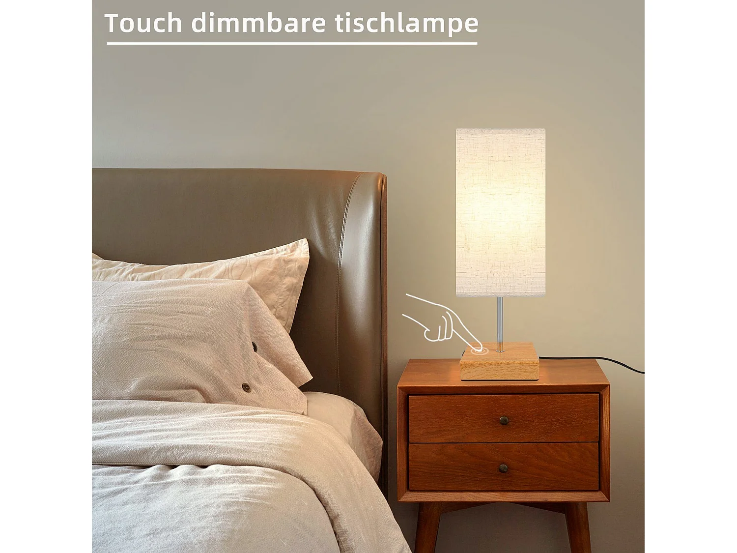 NETTLIFE Vintage USB dimmbare Touch-Tischlampe E27 mit Typ-C und USB-Ladefunktion ohne Glühbirne