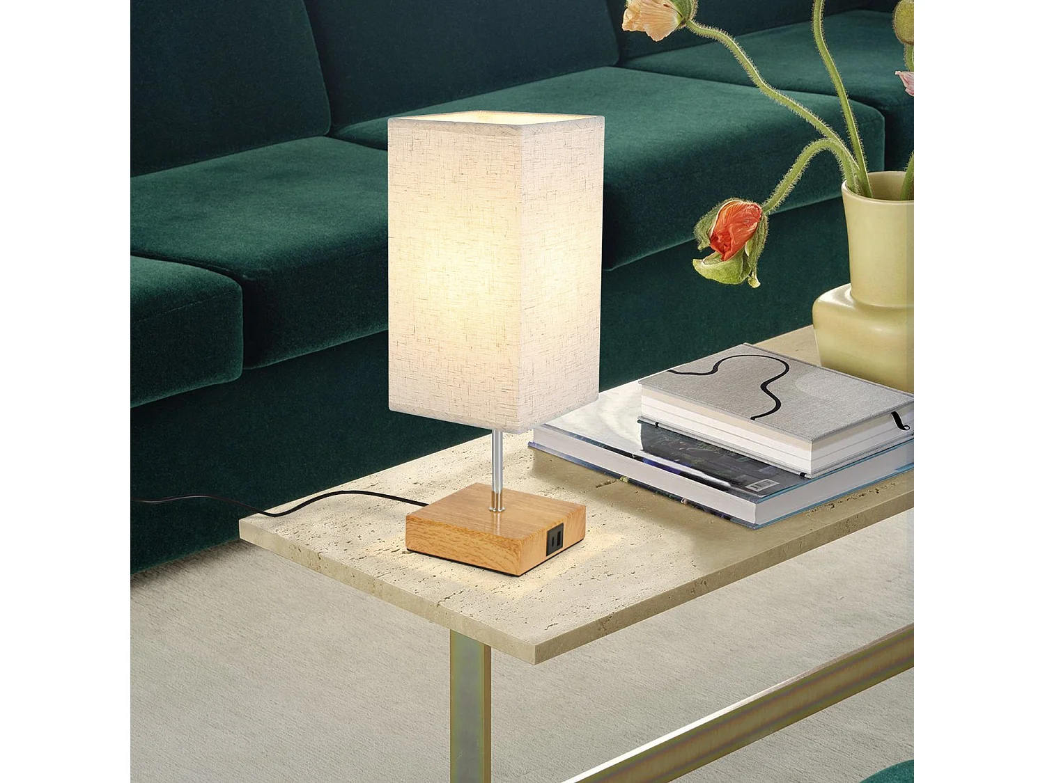 NETTLIFE Vintage USB dimmbare Touch-Tischlampe E27 mit Typ-C und USB-Ladefunktion ohne Glühbirne