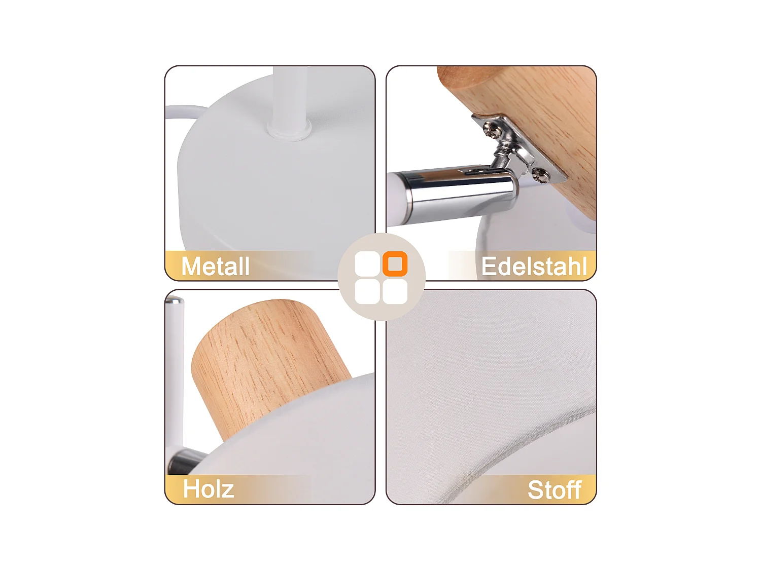 NETTLIFE Vintage houten bedlamp 35,5cm E14 wit Stoffen lampenkap met schakelaar Verstelbaar zonder gloeilamp