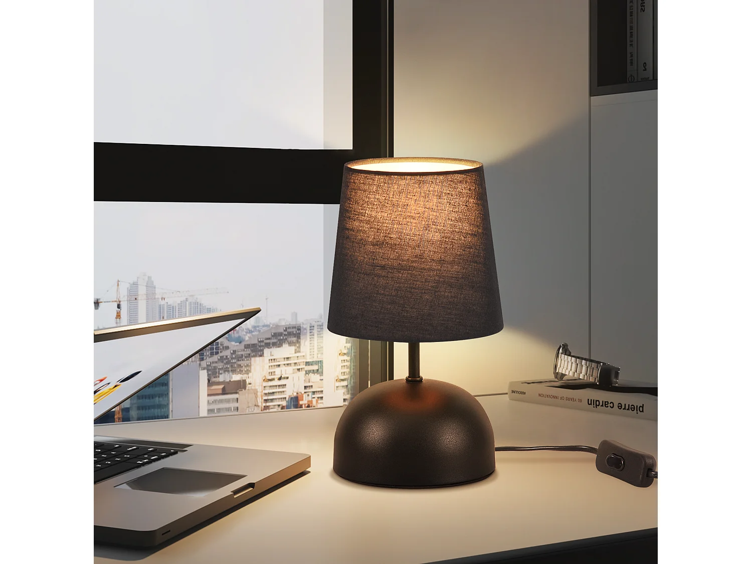 NETTLIFE Nachtkastje Lamp Set van 2 met Zwarte Kabel Kleine Stof Modern Design