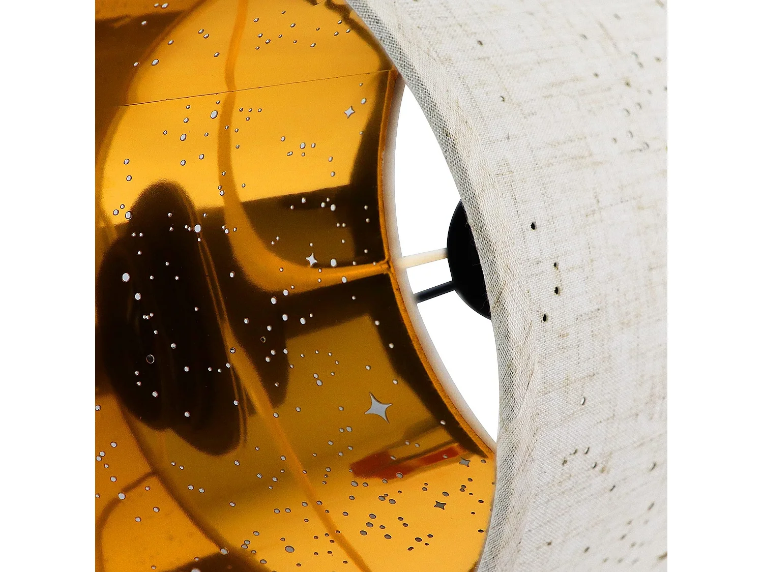 NETTLIFE Landhausstil Tischlampe Stoff E27 Retro Stern Design Weiß