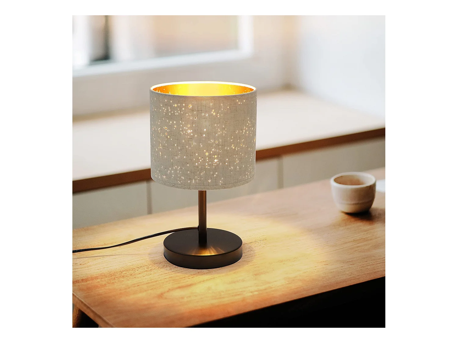 NETTLIFE Landhuis Stijl Tafellamp Stof E27 Retro Ster Design Wit