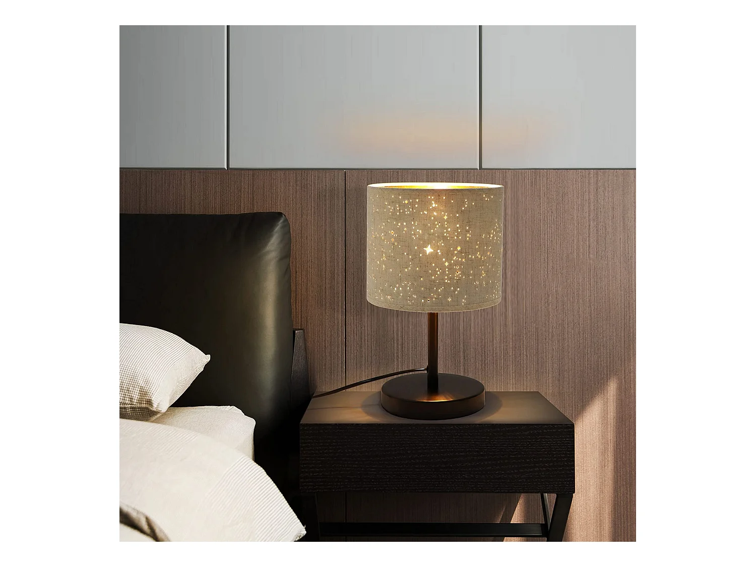 NETTLIFE Landhuis Stijl Tafellamp Stof E27 Retro Ster Design Wit