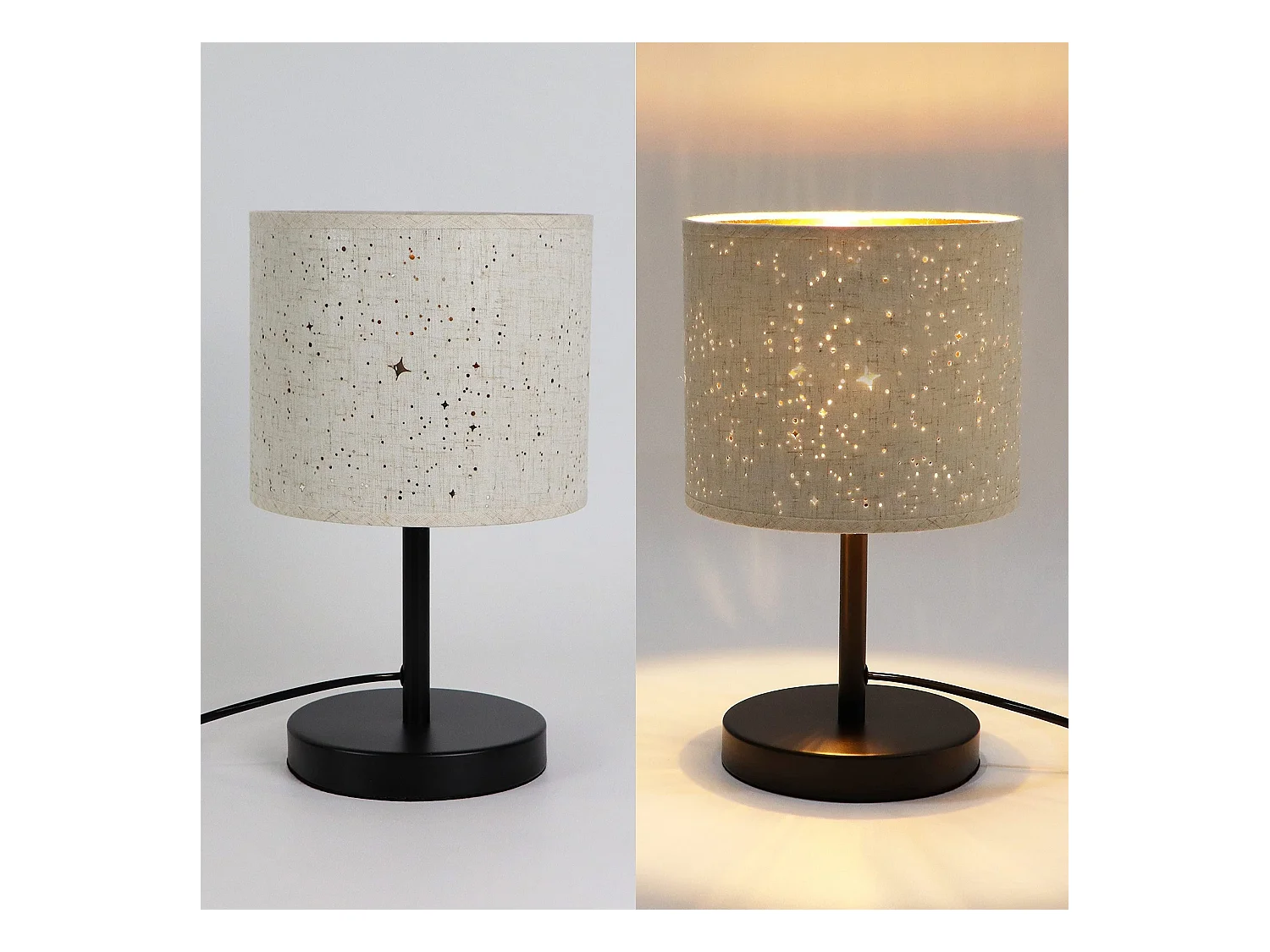 NETTLIFE Landhuis Stijl Tafellamp Stof E27 Retro Ster Design Wit