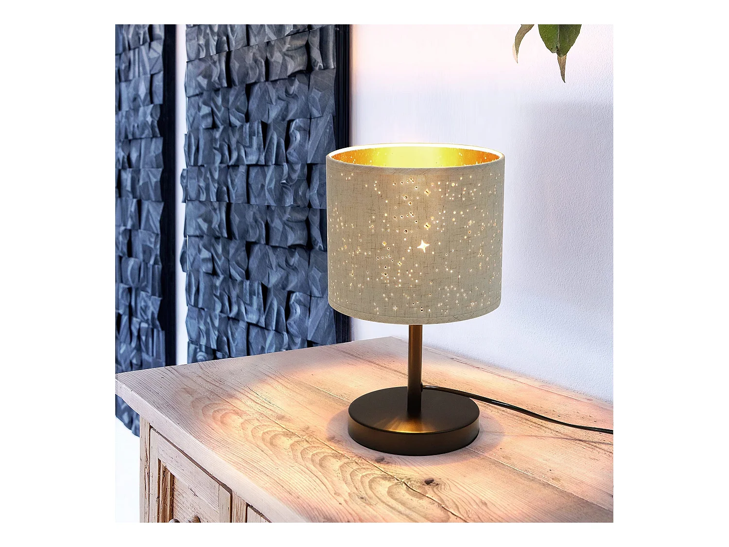 NETTLIFE Landhuis Stijl Tafellamp Stof E27 Retro Ster Design Wit