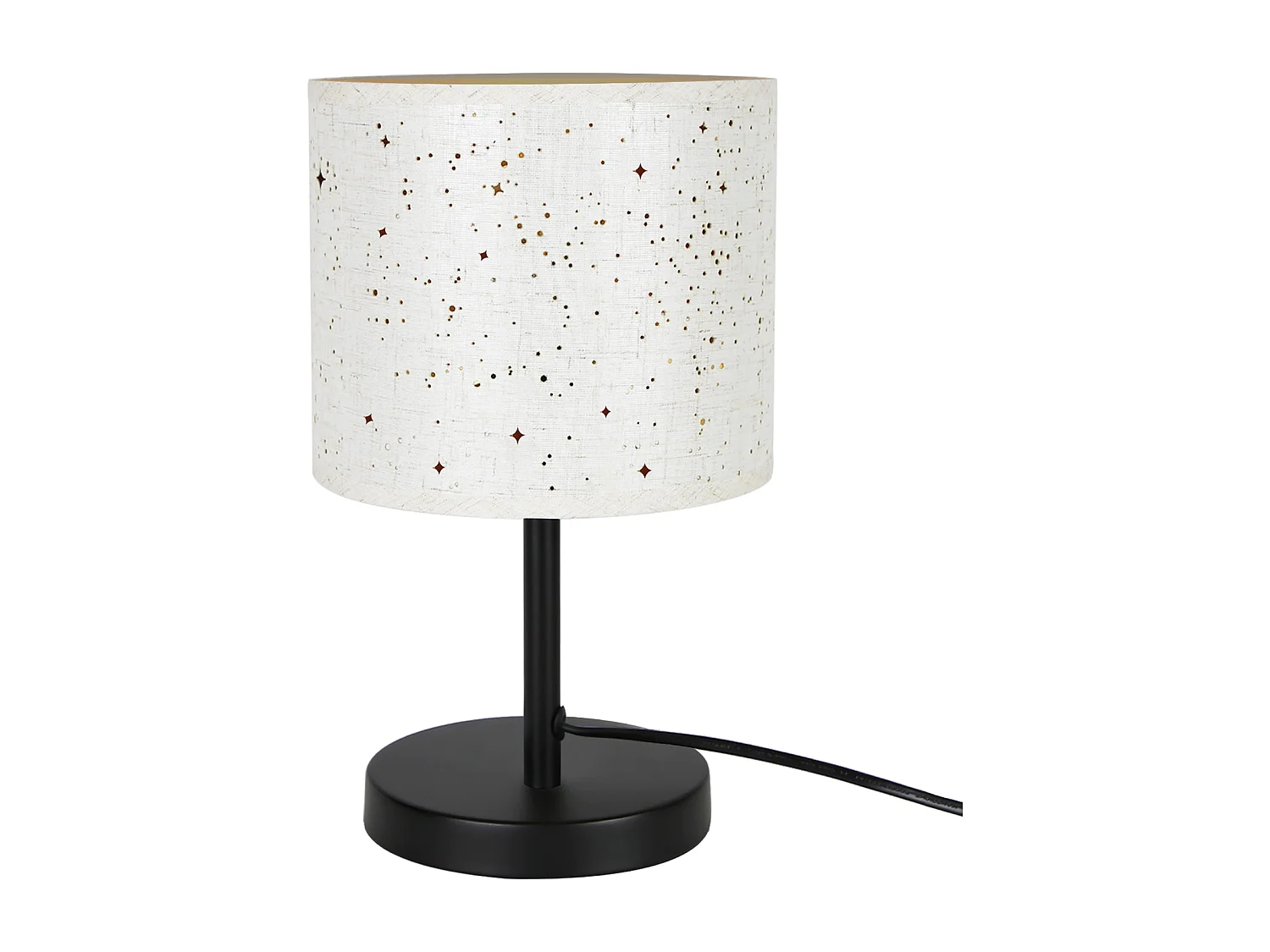 NETTLIFE Lampa stołowa w stylu wiejskim, tkanina, lampka nocna E27, vintage, retro, gwiazda, biała