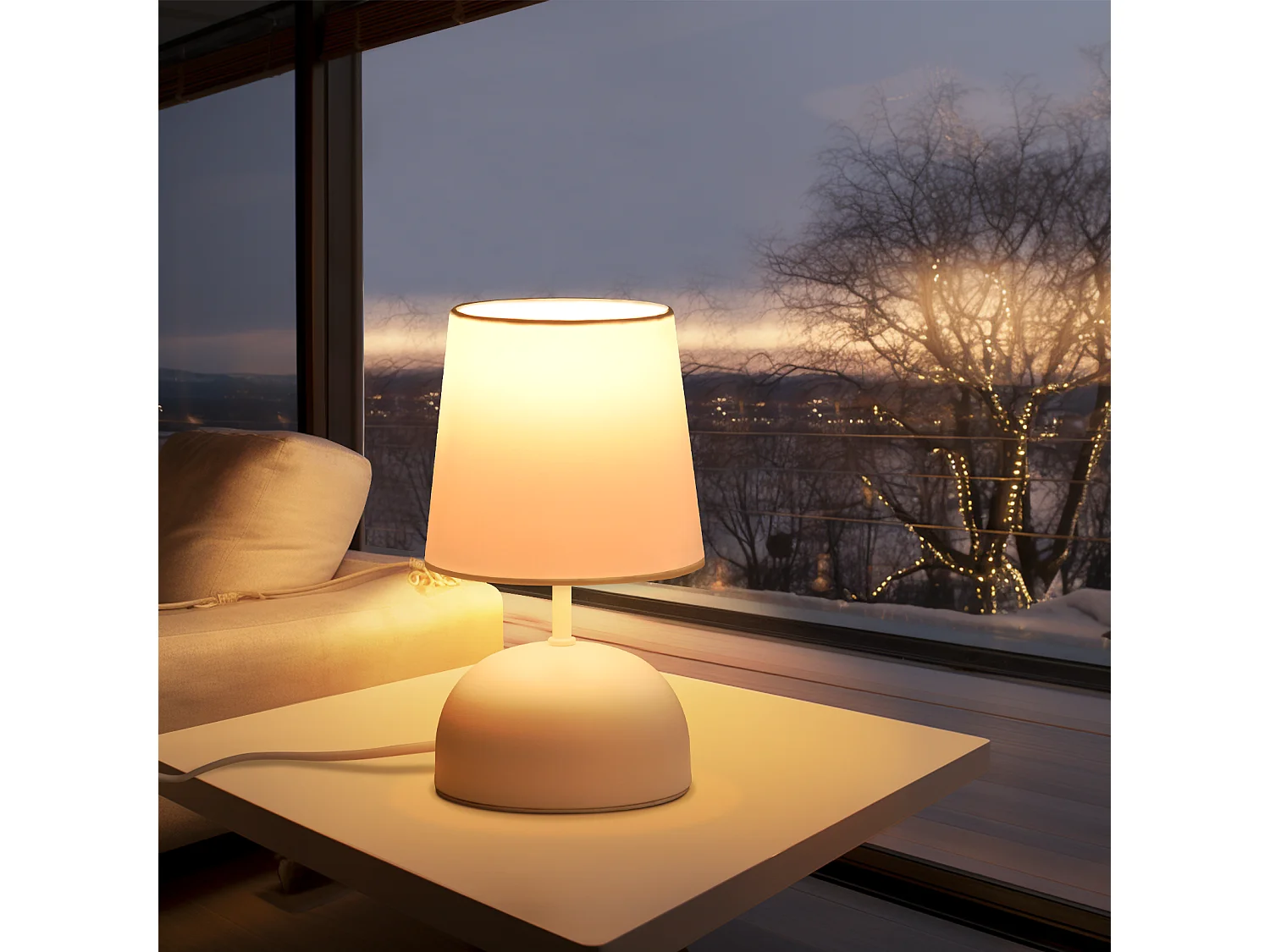 NETTLIFE Bedlamp Set van 2 met Kabel Wit Stoffen Nachtlampje Modern Slaapkamerontwerp