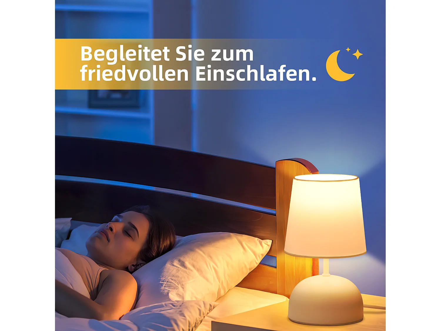 NETTLIFE Bedlamp Set van 2 met Kabel Wit Stoffen Nachtlampje Modern Slaapkamerontwerp