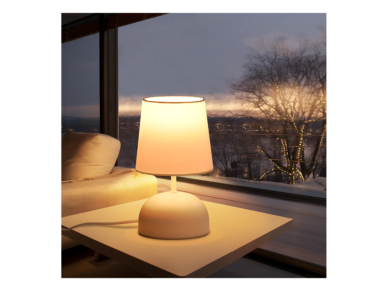 NETTLIFE Bedlamp Set van 2 met Kabel Wit Stoffen Nachtlampje Modern Slaapkamerontwerp