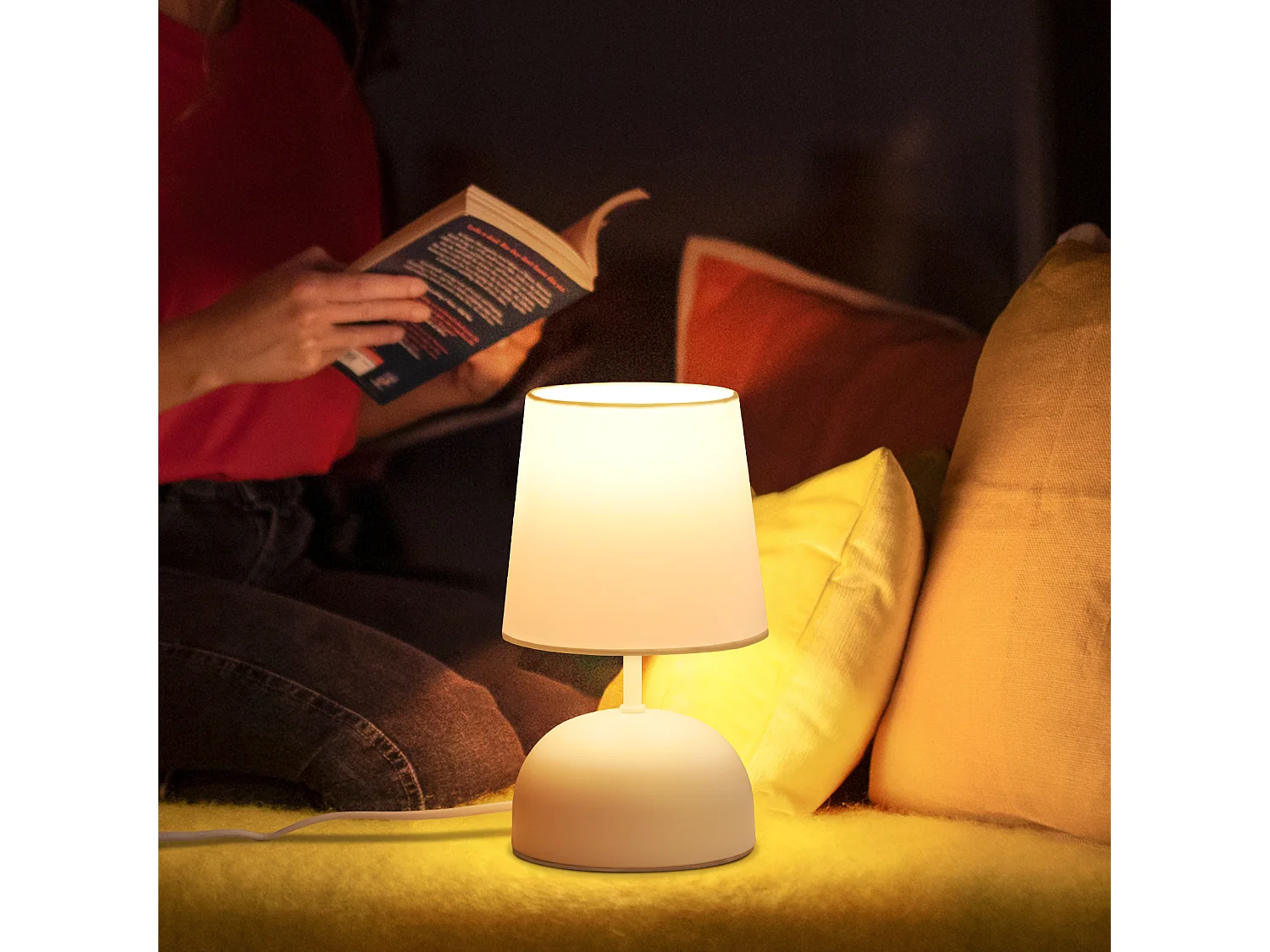 NETTLIFE Tafellamp E14 - 2 stuks - Wit - modern - Metaal en stof - Nachtlamp met kabel - slaapkamer lamp - voor woonkamer kantoor venster hotel - Zonder lichtbron