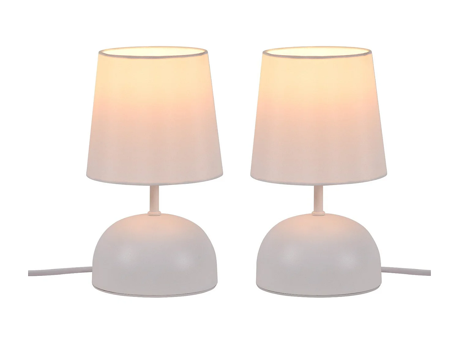 NETTLIFE - Juego de 2 lámparas de noche con cable, luz de noche de tela blanca, diseño moderno para dormitorio