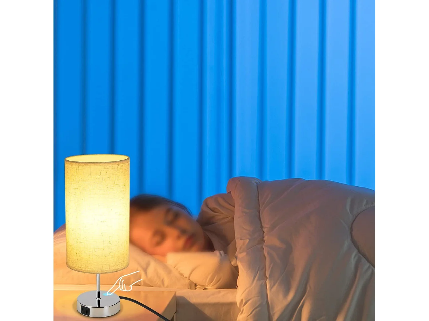 NETTLIFE Vintage Dimbare Touch Bedlamp E27 met USB-oplaadfunctie LED Warm Wit Dimbaar