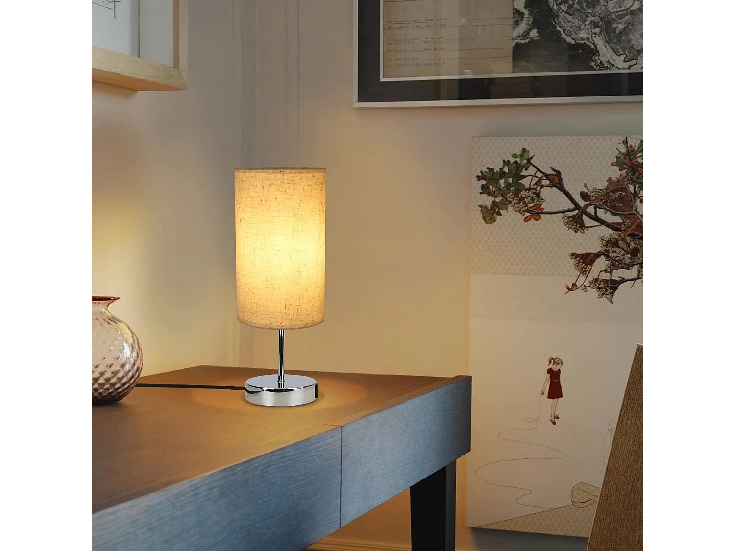 NETTLIFE Vintage Dimbare Touch Bedlamp E27 met USB-oplaadfunctie LED Warm Wit Dimbaar