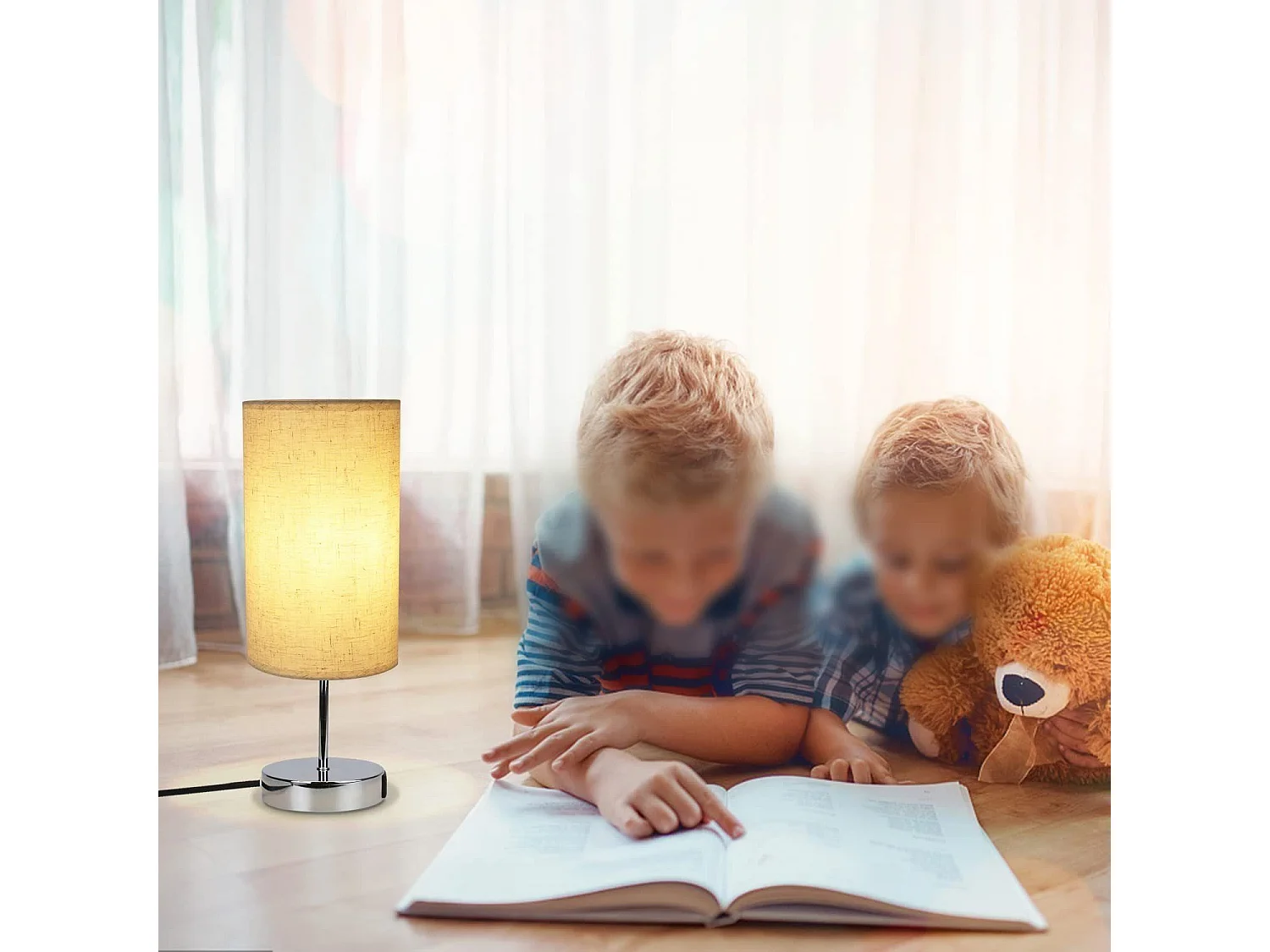 NETTLIFE Vintage Dimbare Touch Bedlamp E27 met USB-oplaadfunctie LED Warm Wit Dimbaar