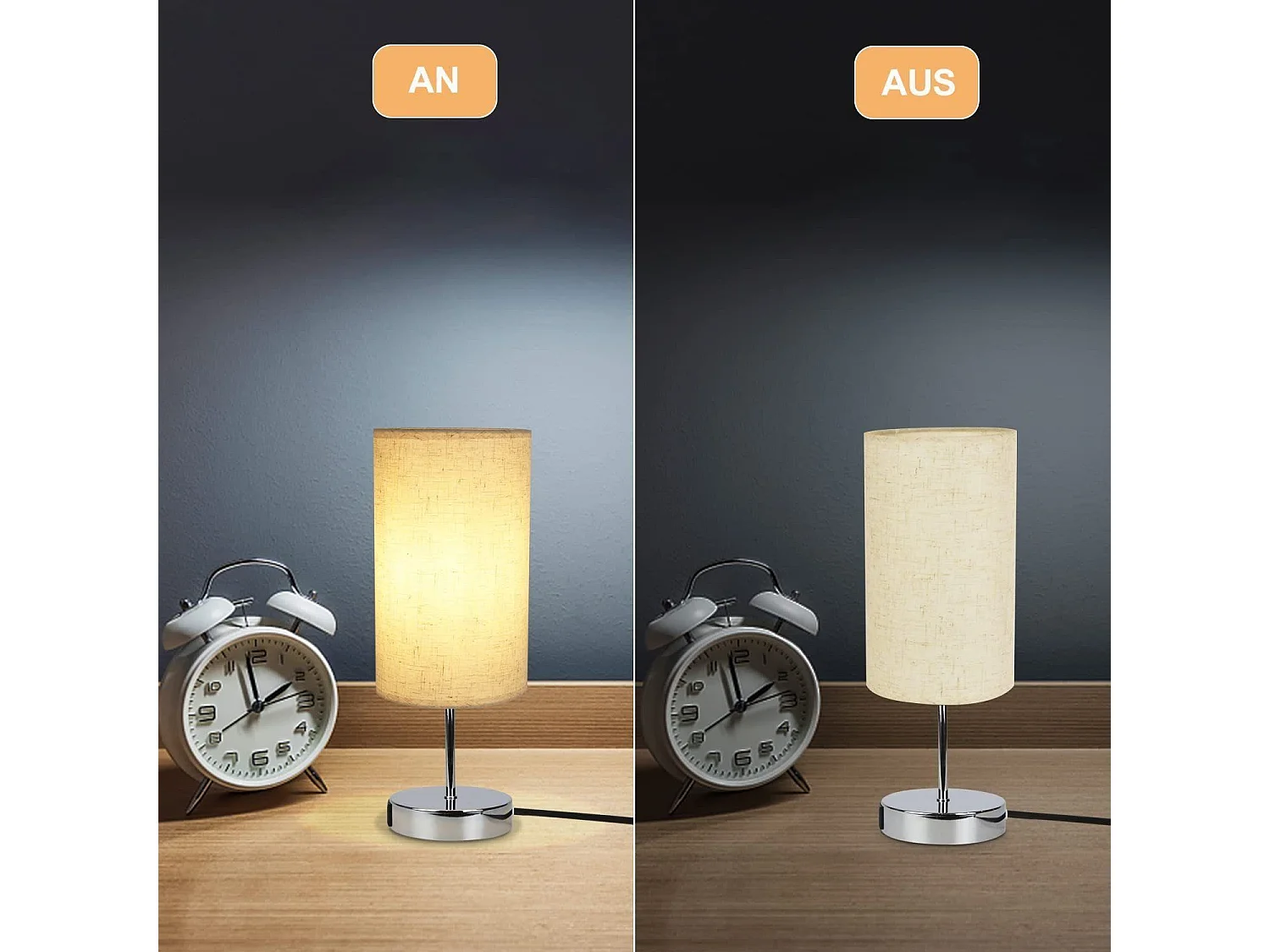 NETTLIFE Lampe de chevet tactile dimmable vintage E27 avec fonction de charge USB LED blanc chaud variable