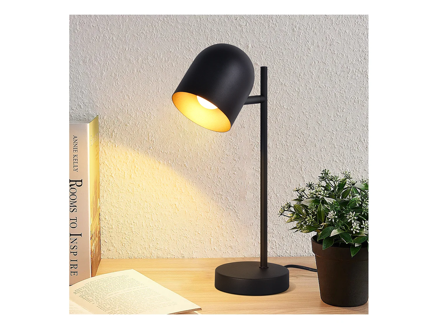 NETTLIFE Lampe de table lampe de chevet rétro vintage lampe de table salon industriel en or noir en métal E14 sans ampoule