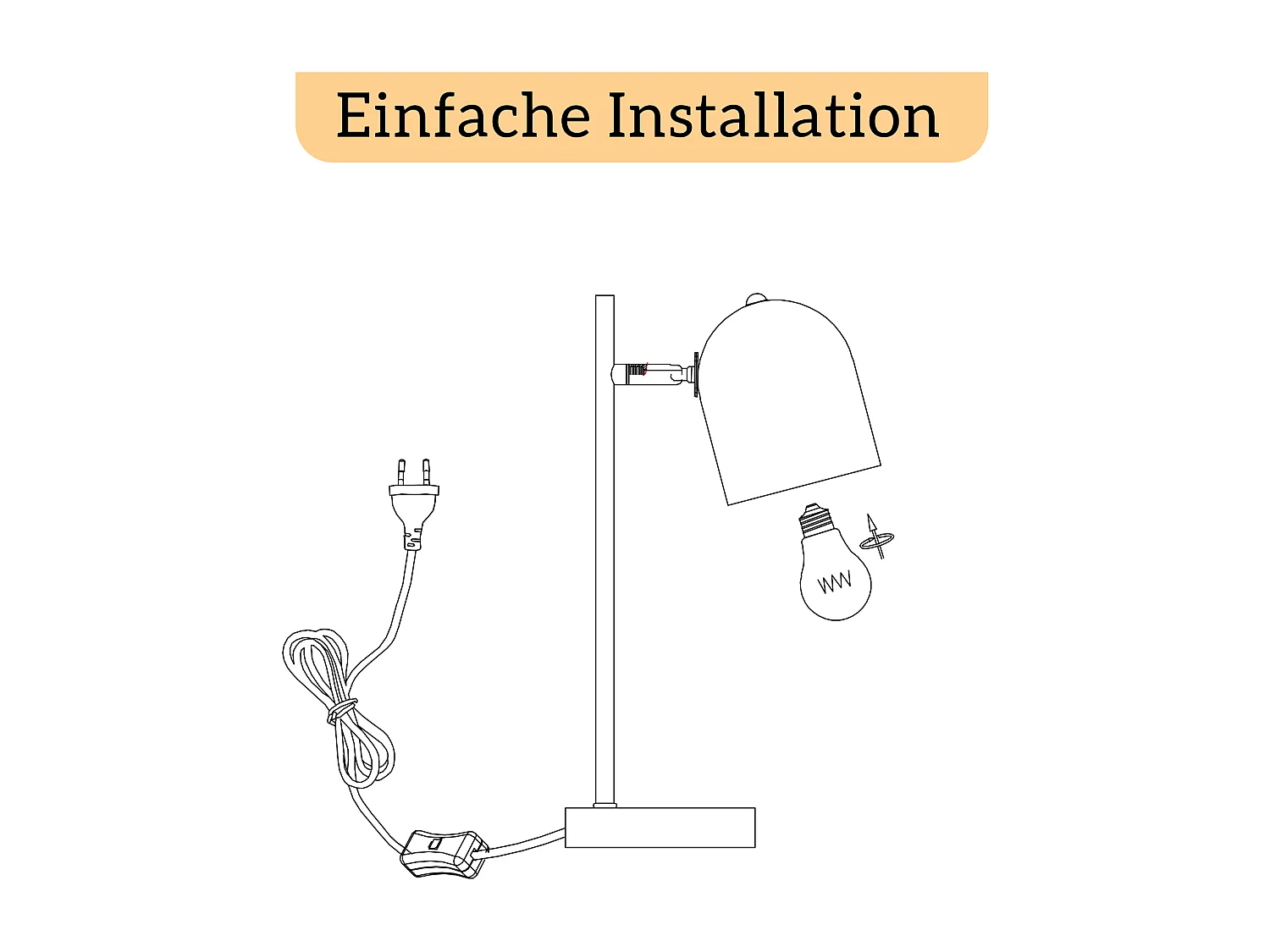 NETTLIFE Tafellamp - E14 Fitting - zwart goud - industrieel - gemaakt van metaal - draaibaar bedlamp met kabel - voor Slaapkamer | Woonkamer - Zonder lichtbron