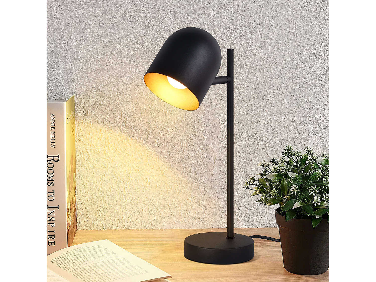 NETTLIFE Tischlampe Nachttischlampe Retro Schwarz Gold Metall E14 ohne Leuchtmittel