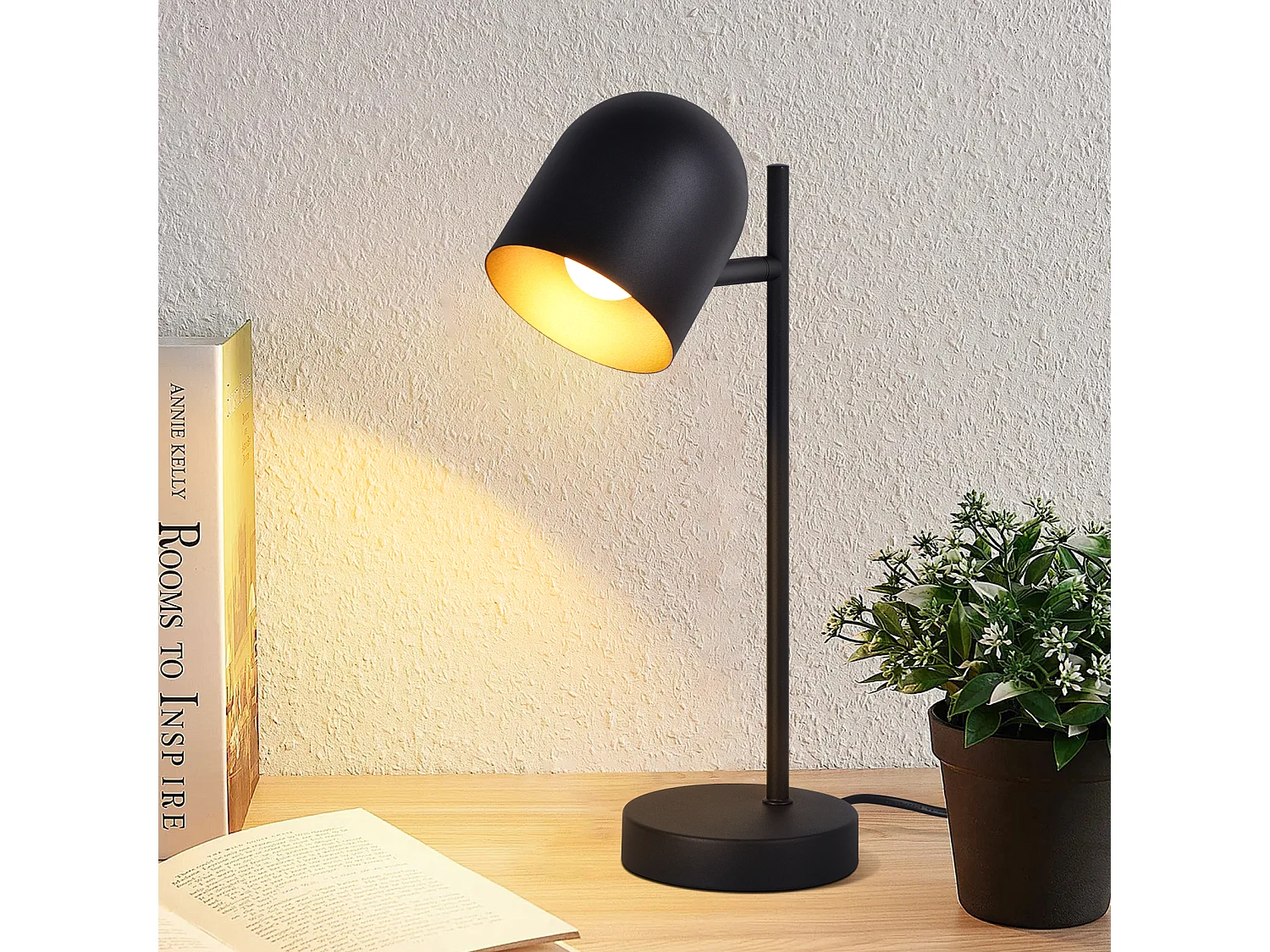 NETTLIFE Lampe de table lampe de chevet rétro vintage lampe de table salon industriel en or noir en métal E14 sans ampoule