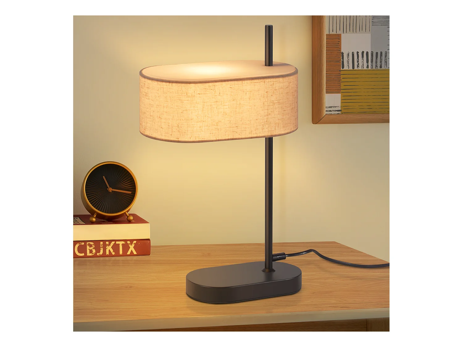 NETTLIFE Lampe de chevet chambre lampe de table vintage - 44,5cm E14 lin noir avec interrupteur rétro
