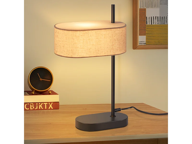 NETTLIFE Lampka nocna do sypialni, zabytkowa lampa stołowa - 44,5 cm E14 czarna pościel z wyłącznikiem retro