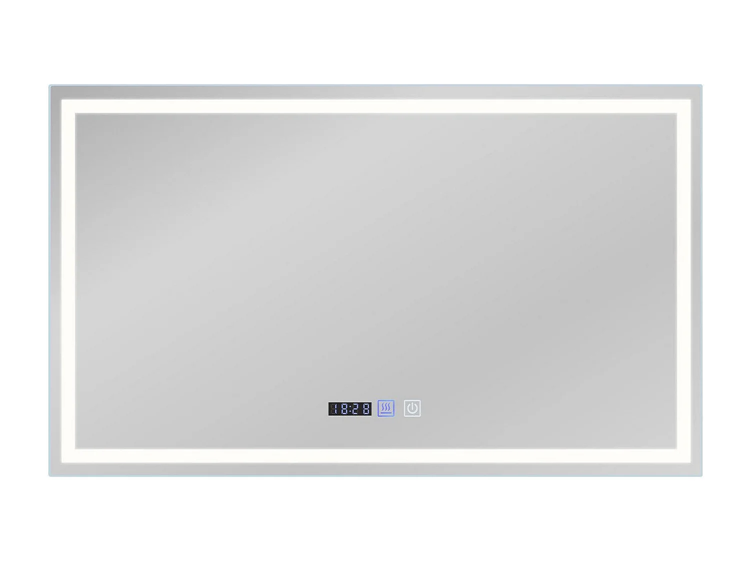 NETTLIFE Miroir lumineux salle de bain - 100x60 cm LED, IP44, interrupteur tactile, horloge désembuage, réglable