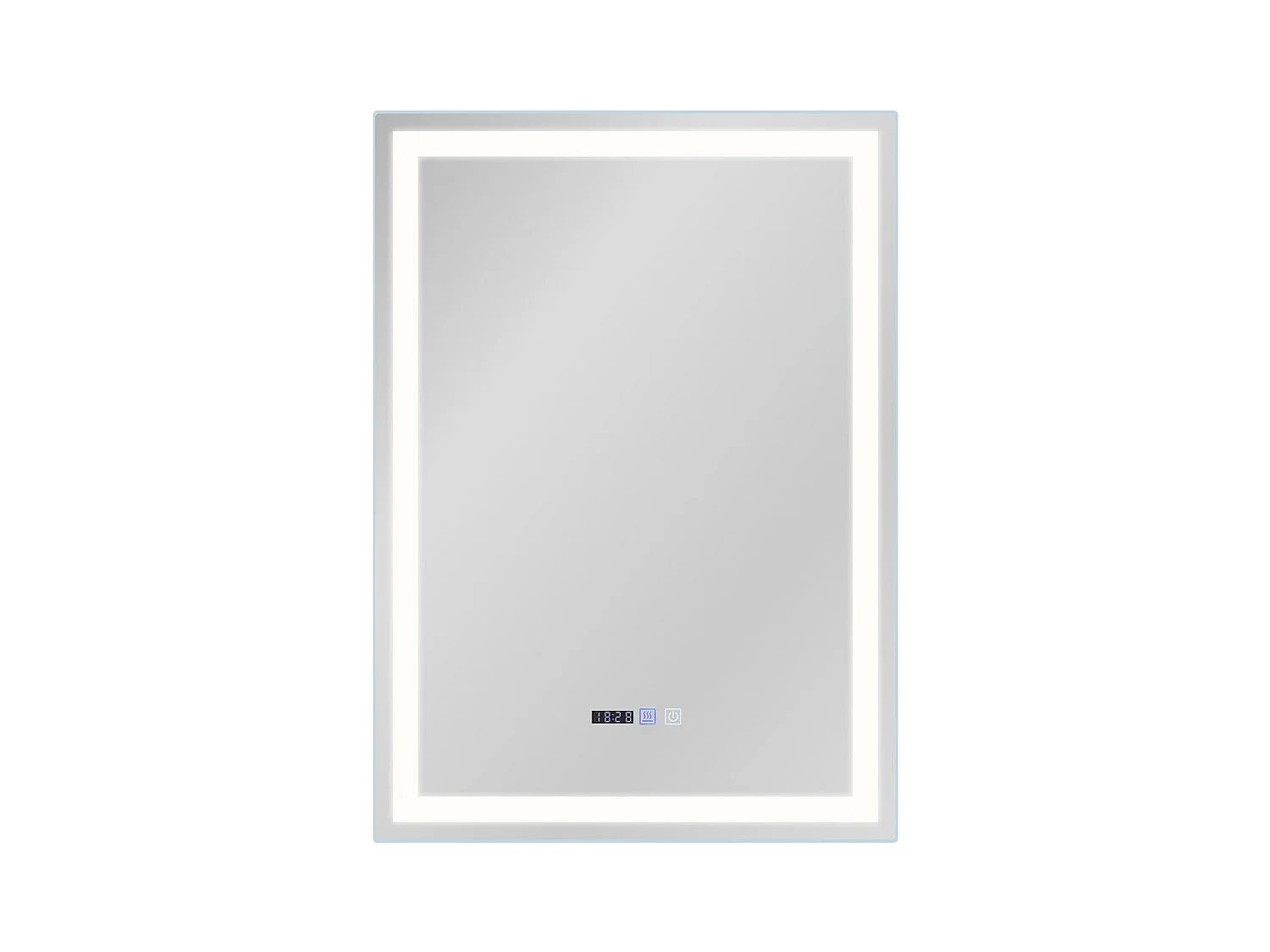 NETTLIFE Miroir lumineux salle de bain - 60x80 cm LED, mural, IP44, interrupteur tactile, horloge, réglable