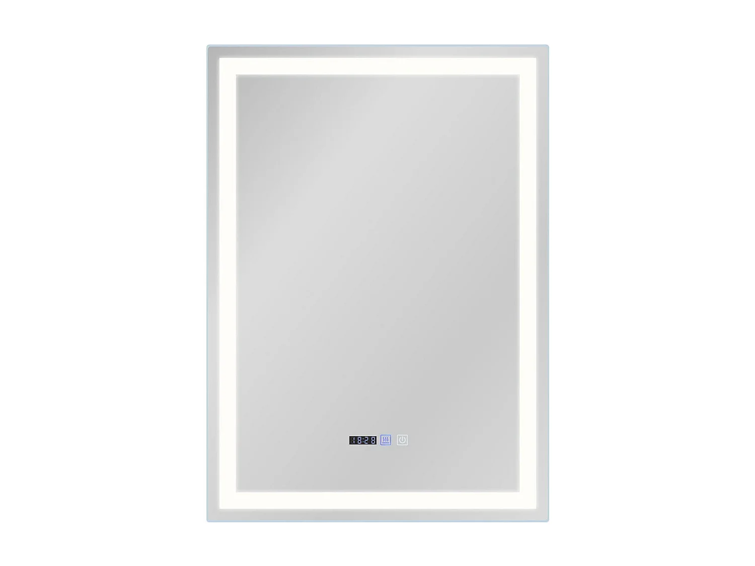 NETTLIFE Beleuchteter Badezimmerspiegel – 60 x 80 cm, LED, Wandmontage, IP44, Berührungsschalter, Uhr, verstellbar