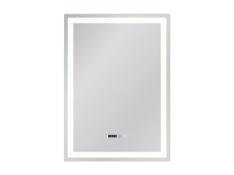 NETTLIFE Miroir lumineux salle de bain - 60x80 cm LED, mural, IP44, interrupteur tactile, horloge, réglable