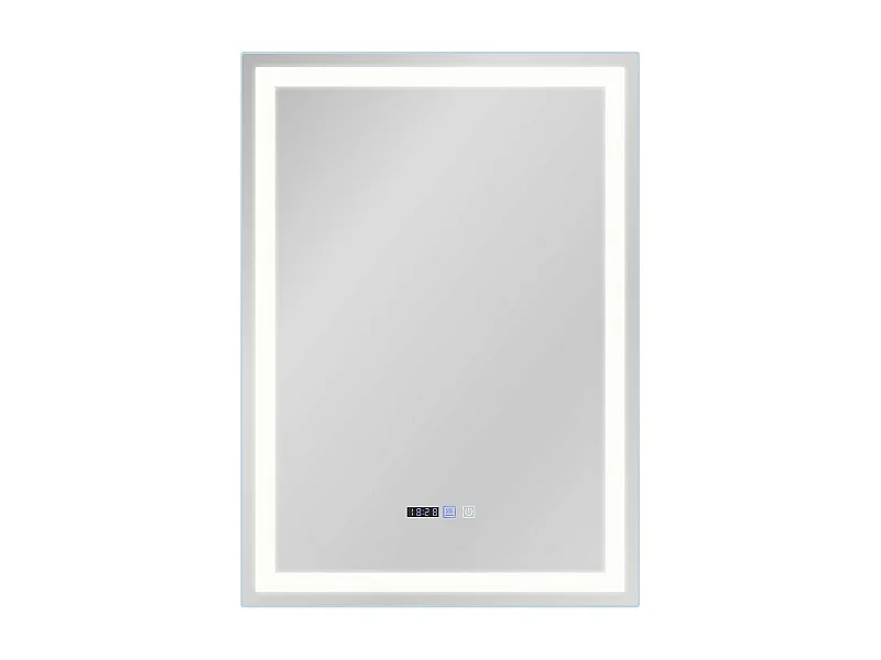 NETTLIFE Miroir lumineux salle de bain - 50x70 cm LED, Wandgemälde, IP44, taktiler Unterbrecher, Uhr, antibuée, regulierbar