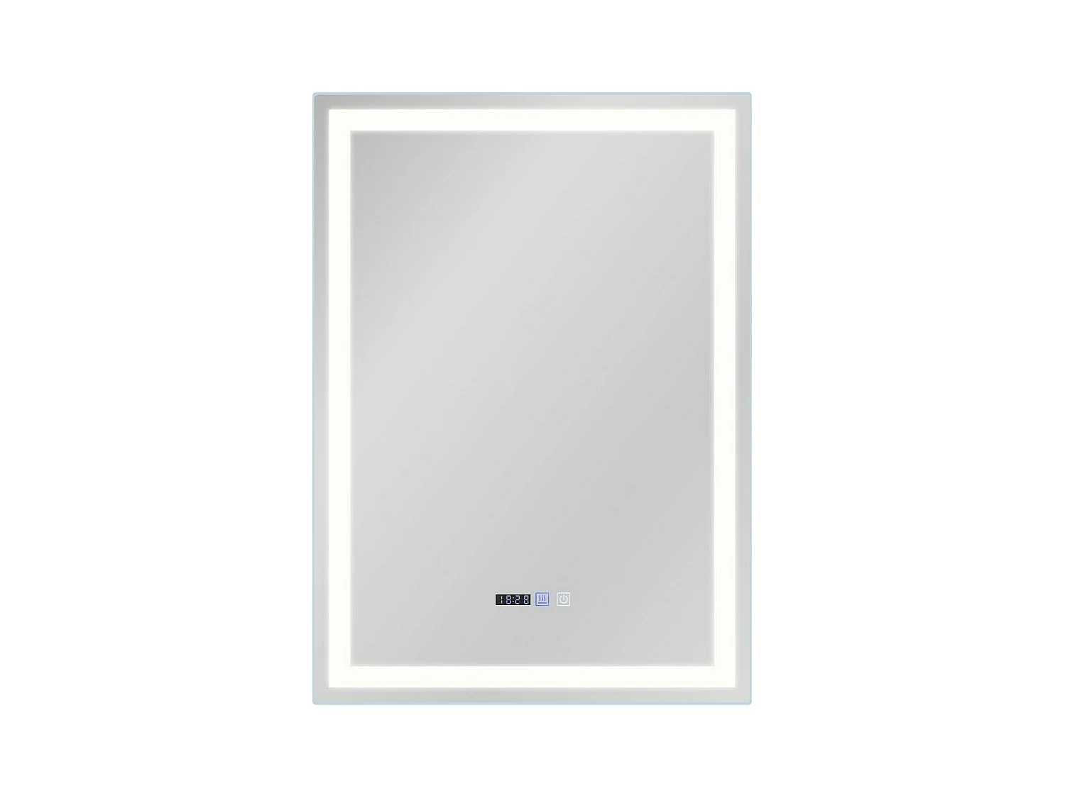 NETTLIFE Miroir lumineux salle de bain - 50x70 cm LED, mural, IP44, interrupteur tactile, horloge, antibuée, réglable